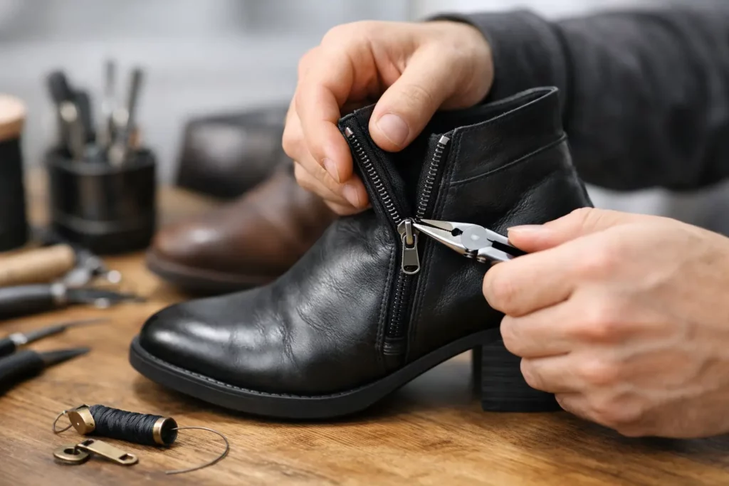 Réparation fermeture éclair bottines