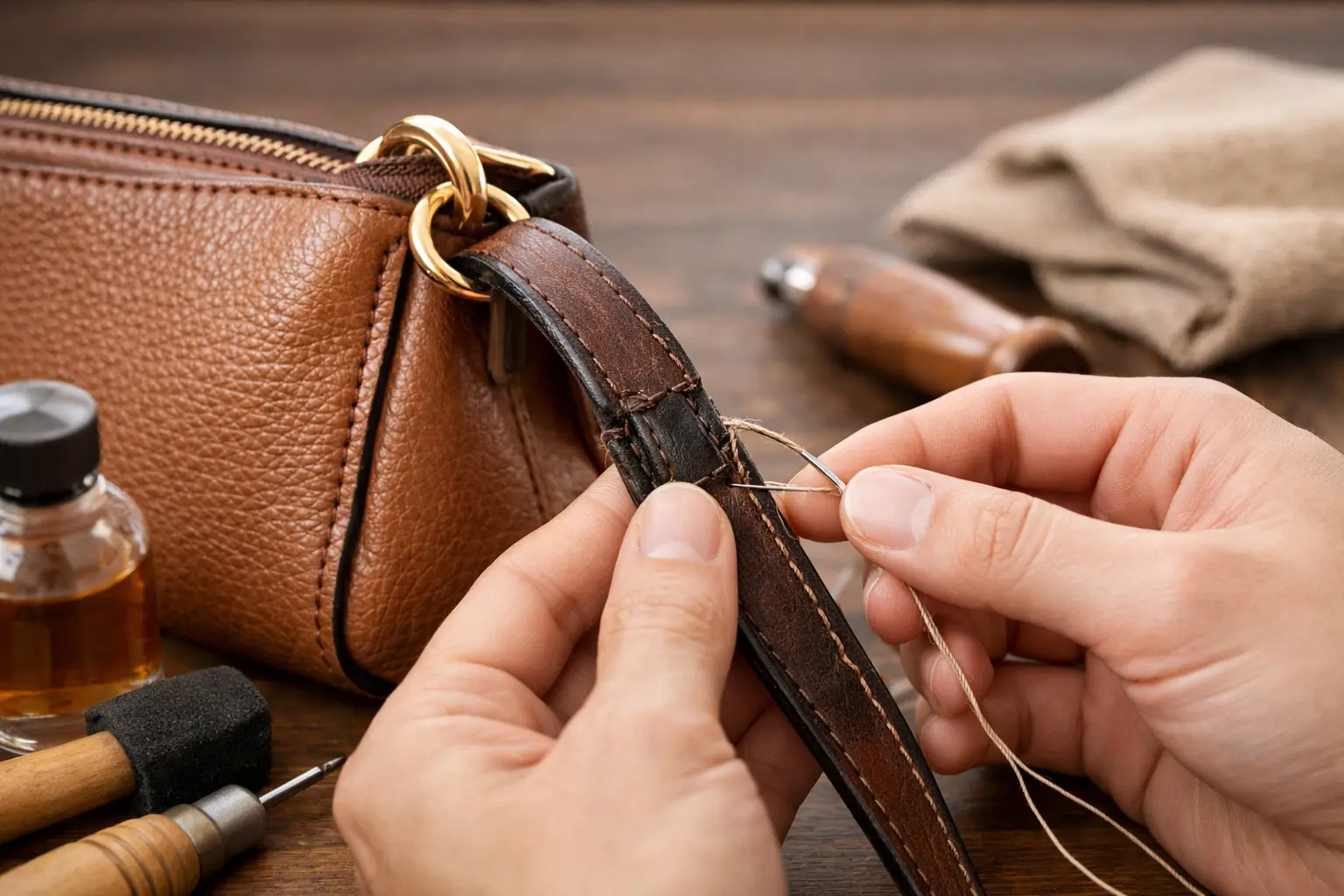 Réparer anse de sac cuir sans l’abîmer